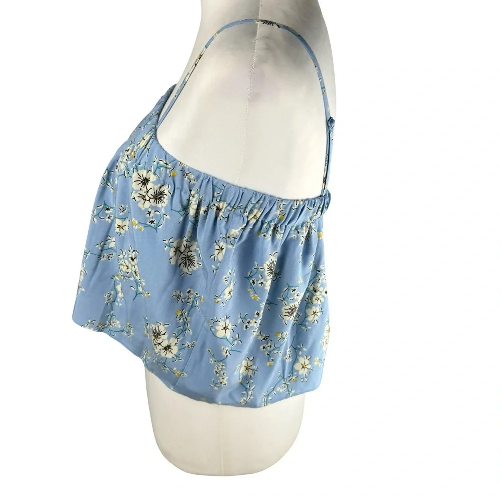 Amaryllis x Dani Austin Cassidy Blue Floral Convertible Tank Crop Top Small